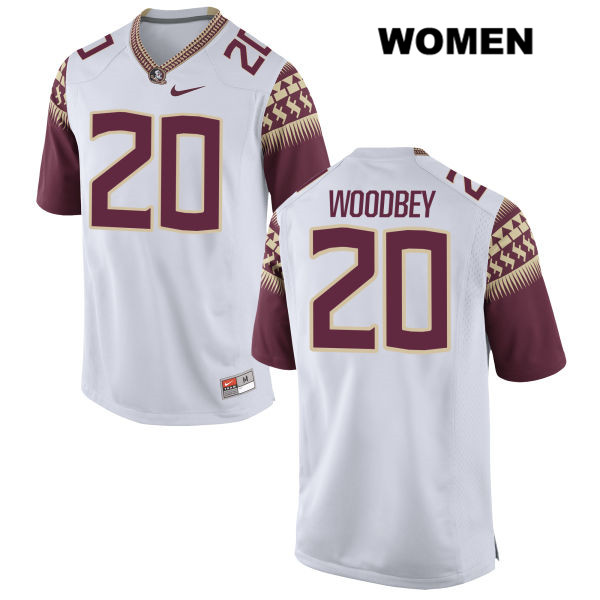 Women's NCAA Nike Florida State Seminoles #20 Jaiden Woodbey College White Stitched Authentic Football Jersey WAZ4269GK